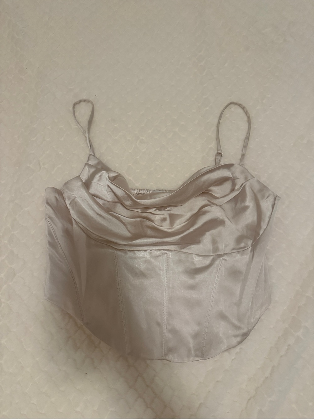 Lush Satin Cowl Neck Crop Top in Light Champagne